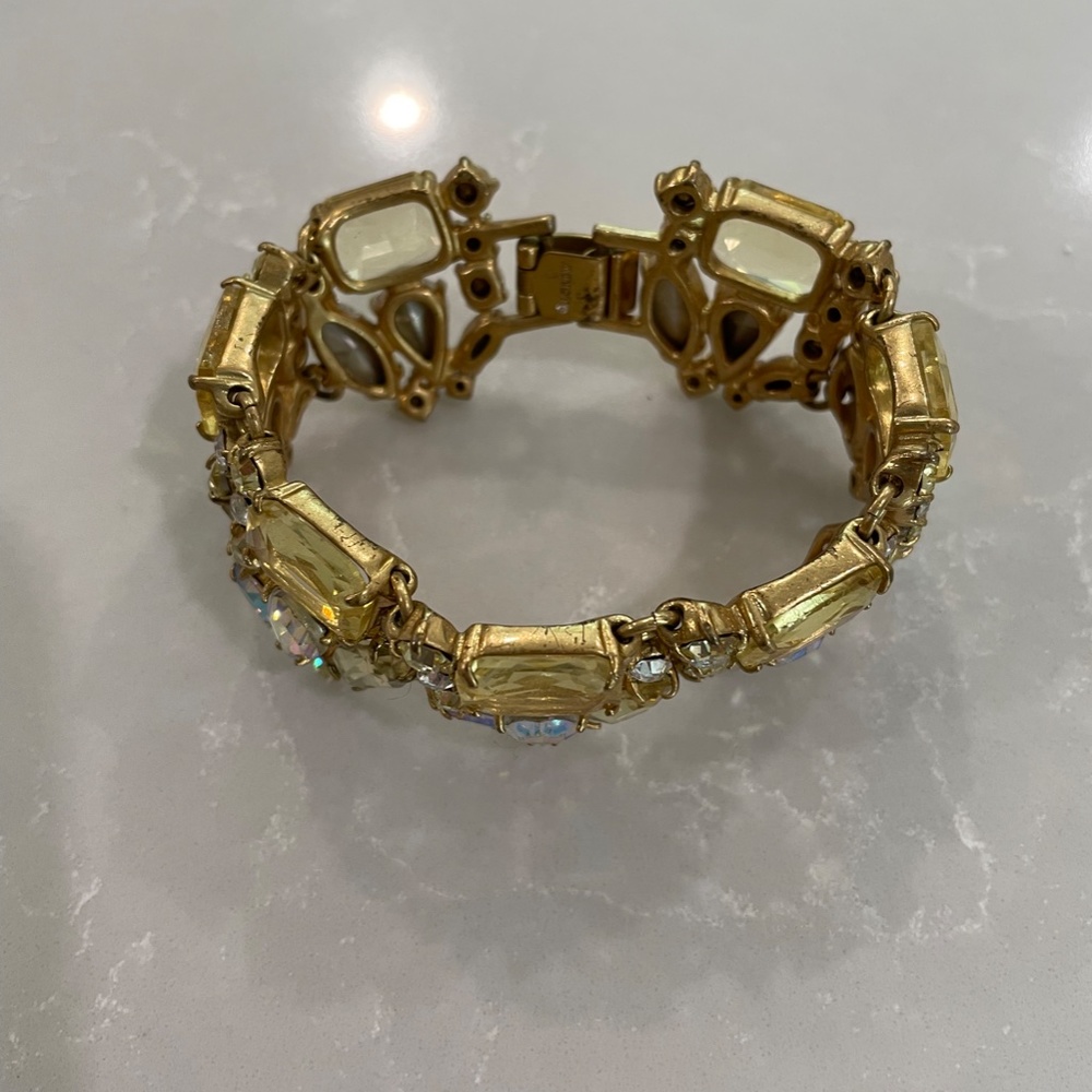 J Crew BRACELET: CHUNKY VINTAGE: Brilliant Yellow Glass Stone Bracelet - Picture 5 of 6